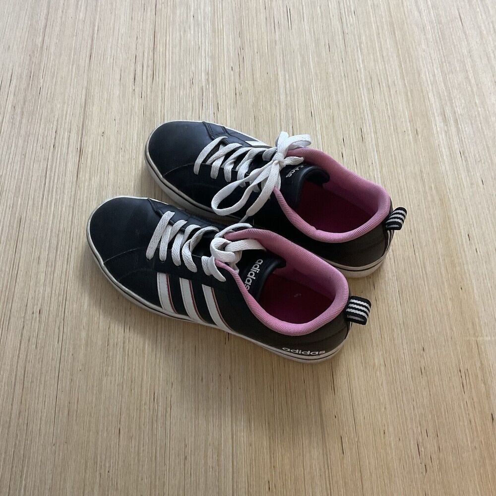 Adidas Leather Lace-Up Sneakers (753001) Black Pink Womens Size 7M - Picture 2 of 7